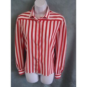 Vintage Personal Petites Shirt Size 10P Red & White Striped Career Top